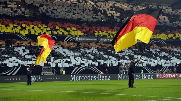 Flag wavers before the start of the game