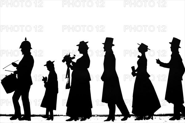 Silhouettes of rural figures around 1900