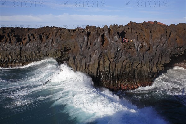 Huge surf on the rocky coast of Los Hervideros