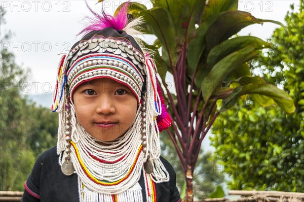 Traditionally dressed girl from the Akha people