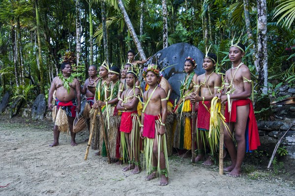 Traditionally dressed islanders