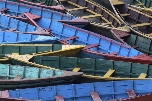 Colourful boats on Phewa Lake