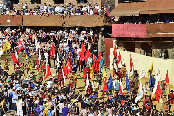 Festive parade before the historic horse race Palio di Siena