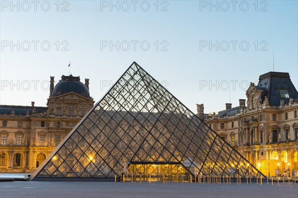 Courtyard and glass pyramid of the Louvre Museum