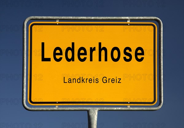 City limits sign of Lederhose