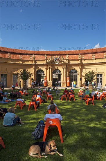 Audience at the annual Poetry Festival in the Castle Garden in front of the Orangery