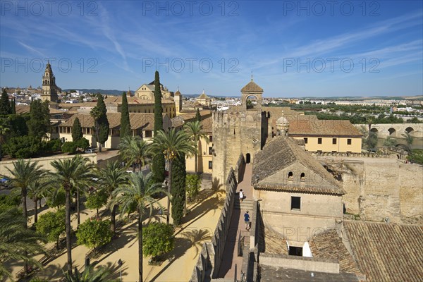 Alcazar de los Reyes Cristianos with Mezquita and Rio Guadalquivir