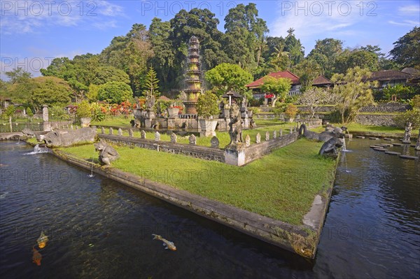 Fountains and water basins at the Tirta Gangga Water Temple