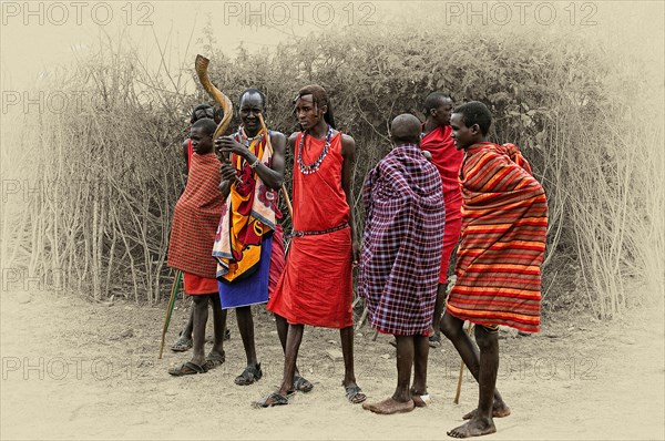 Masai in front of their boma