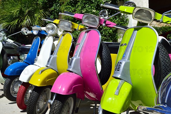 Colourful Vespa scooters