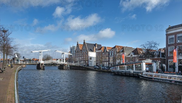 Drawbridge Gravestenenbrug over river Binnen Spaarne