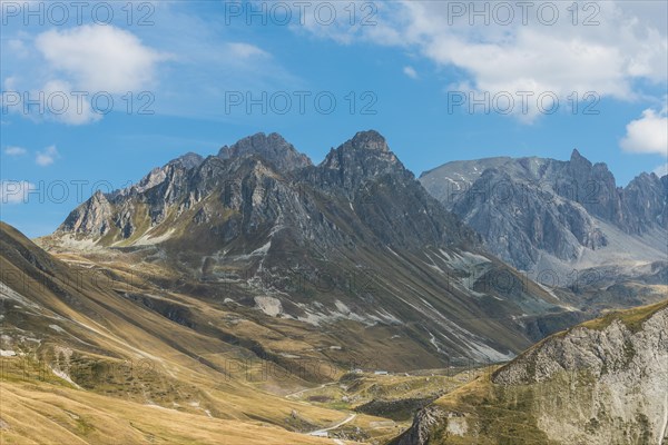 Panoramic view of the Col du Galibier mountain pass