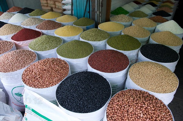 Market stall with beans
