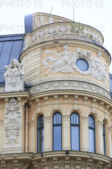 Art Nouveau facade of the house Alberta iela 13 or Albert Street 13