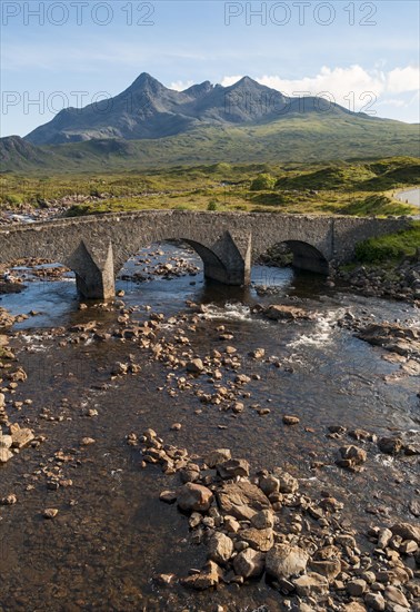 Sligachan Bridge with Sgurr nan Gillean Mountain of Cuillin Range