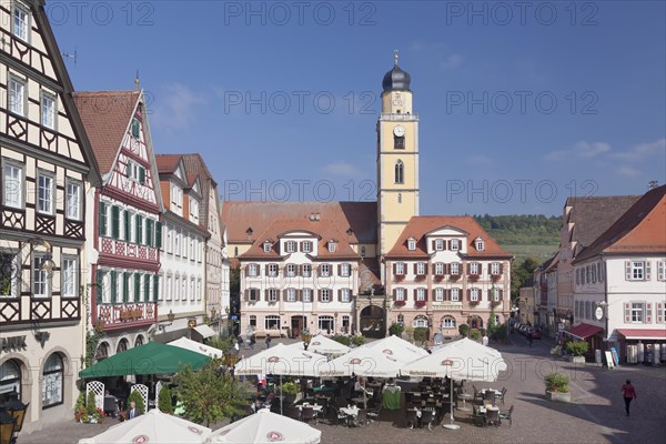 Marketplace with twin houses and Cathedral of St. John the Baptist