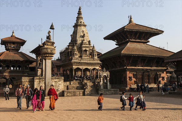 Durbar Square with statue of King Bhupatindra Malla