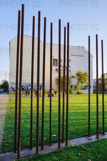Course of the Berlin Wall marked with steel rods
