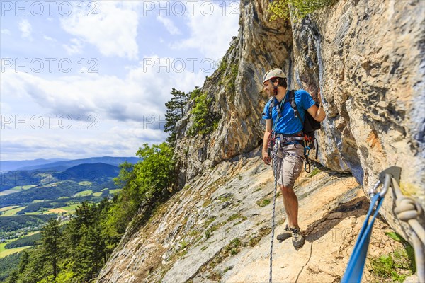 Climber on the Eichertsteig via ferrata