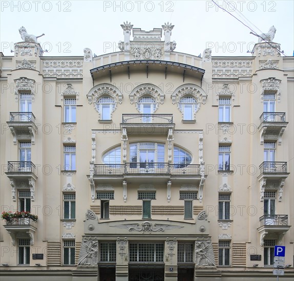 Art Nouveau facade of the house Alberta iela 4 or Albert Street 4