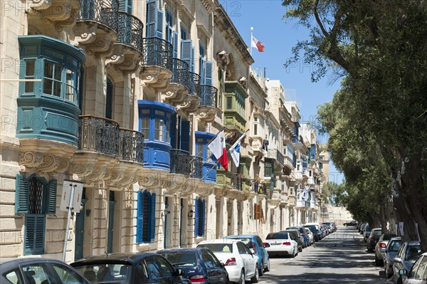 Road with decorated houses