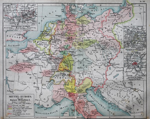 Map of Central Europe at the time of Kaiser Wilhelm I