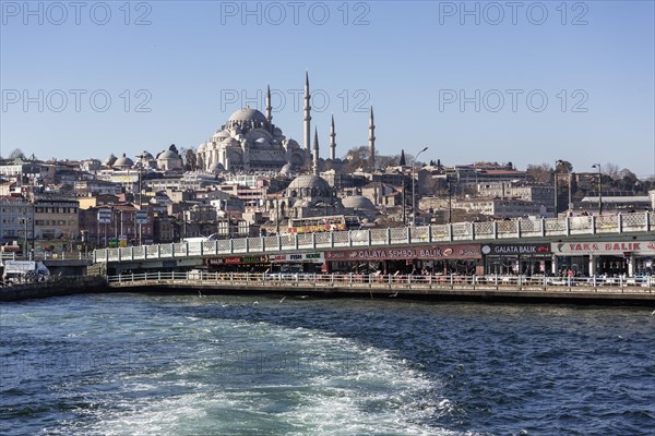 Two-storeyd Galata Bridge over the Golden Horn