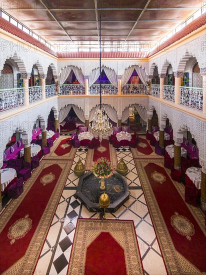 Courtyard and restaurant of a Riad