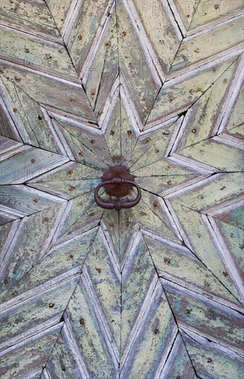 Old weathered wooden door