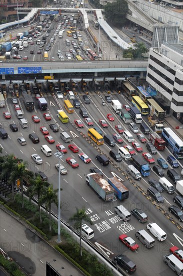 Traffic jam at the tollgate for the Cross-Harbour Tunnel