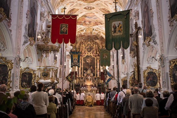 Holy mass on the day of the Corpus Christi procession in Martinsmunster Church