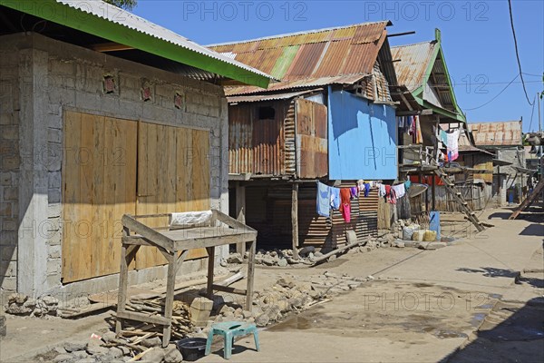 Typical stilt houses and streets in the village of Komodo