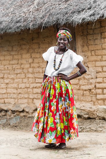 Jongueira woman wearing traditional African dress at the Jongo Festival in Quilombo Sao Jose da Serra