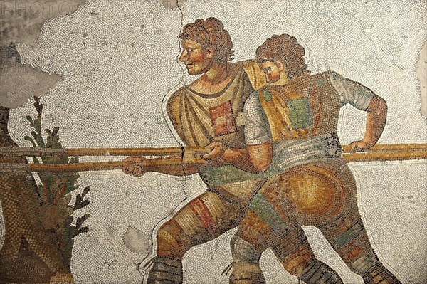 6th century Byzantine Roman mosaic of hunters