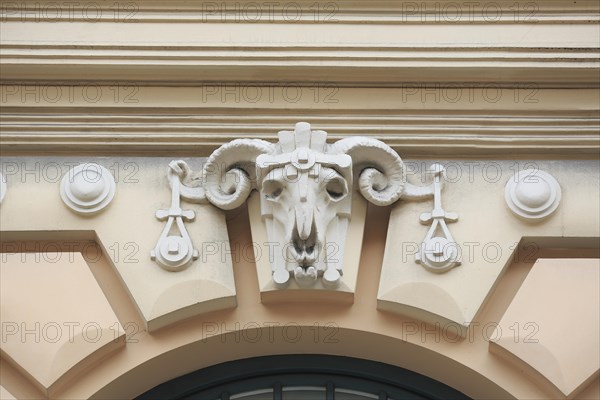 Sculpture of a ram's skull