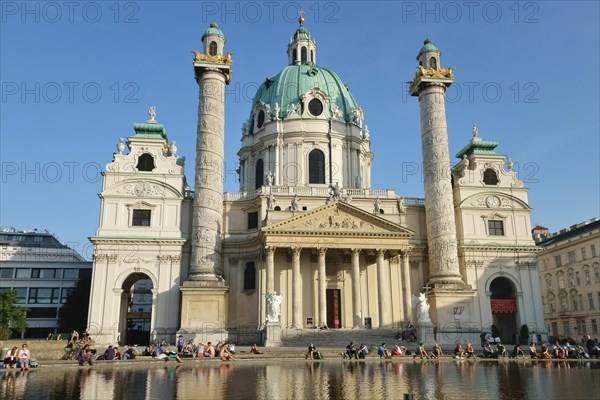 Baroque Karlskirche church designed by Johann Bernhard Fischer von Erlach