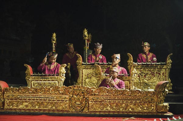 A gamelan orchestra playing