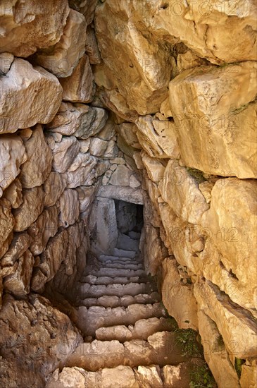 Entrance to Mycenae water cisterns for underground water storage