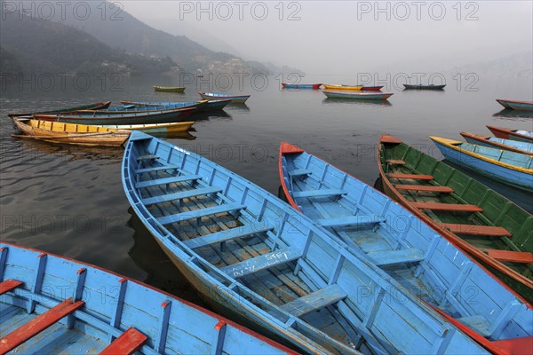 Colourful boats on Phewa Lake