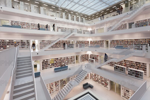 Gallery hall of the new public library at Mailander Platz square