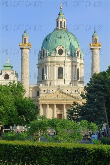 Resselpark with the baroque Karlskirche church designed by Johann Bernhard Fischer von Erlach