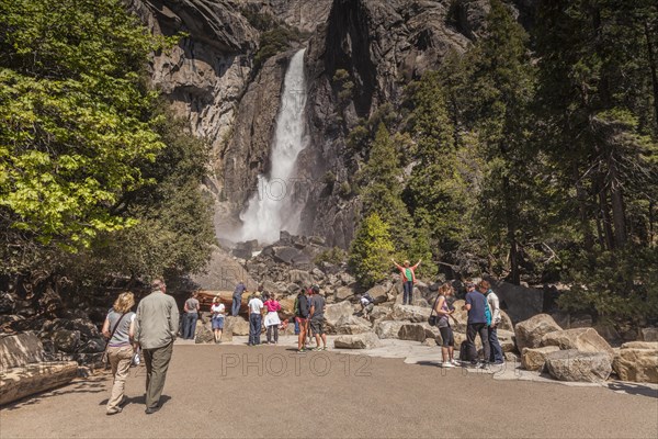 Tourists at Yosemite Falls