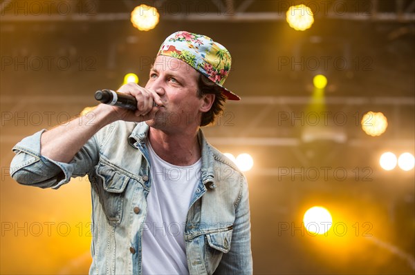 The German rapper Dendemann performing live at Heitere Open Air