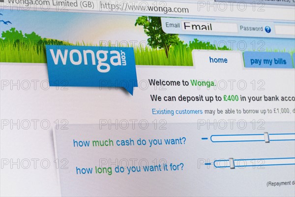 Screenshot of the Wonga homepage