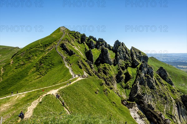 Hiker on way to Puy de Sancy