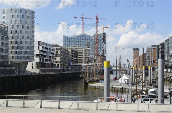 Ships are moored in the Tall Ship Harbour