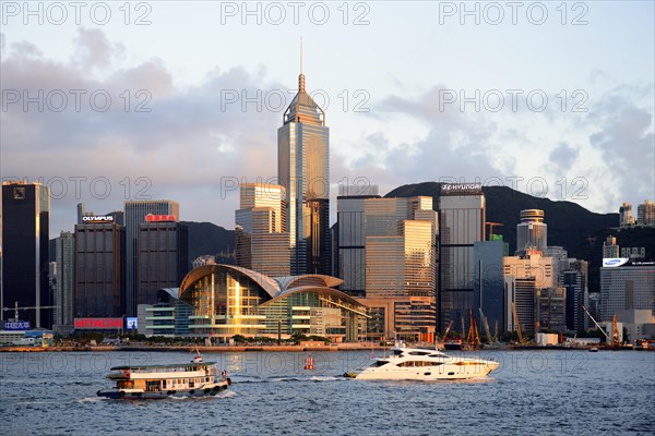 View from Kowloon on Hong Kong Island's skyline on Hong Kong River