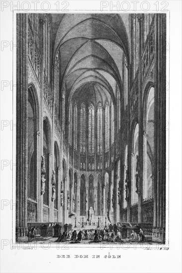 Historic engraving depicting Cologne Cathedral