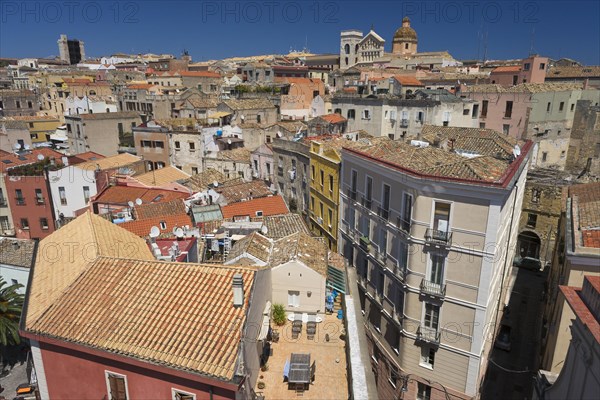 View of the Castello district with the Cathedral of Santa Maria di Castellodes as seen from Torre del Elefante tower