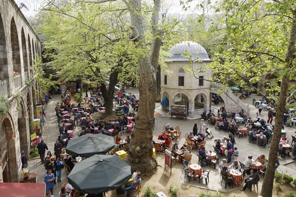 Tea garden in the courtyard of the Silk Bazaar or Koza Han